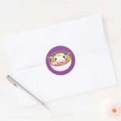 Schattige Axolotl in kom van Ramen Soup Ronde Sticker (Envelop)