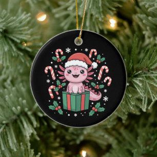 Schattige Axolotl Kerst Dier Amfibie Feestdag Keramisch Ornament