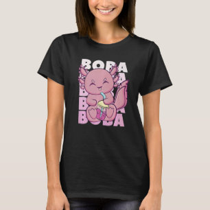 Schattige Axolotl Met Aardbei Melk Bubble Tea Voor T-shirt