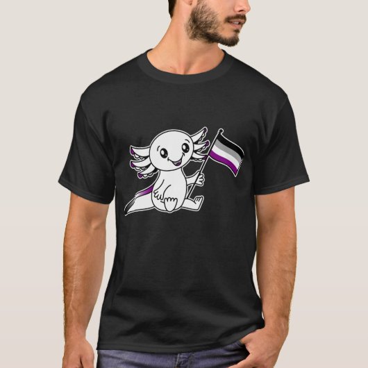Schattige Axolotl met Ace Asexual Pride Flag LGBTQ T-shirt (Voorkant)