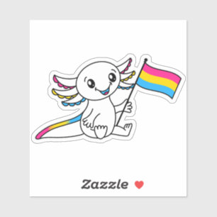 Schattige Axolotl met Pansexual Pride Flag LGBTQ+ Sticker