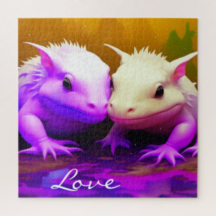 Schattige Axolotl Paar Liefde AI kunst Legpuzzel