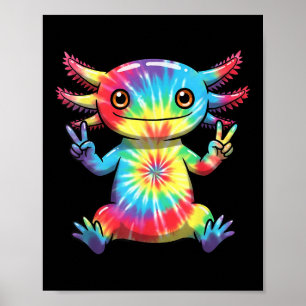 Schattige Axolotl Peace Sign Kleurrijk Stropdas-kl Poster