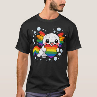 Schattige Axolotl Regenboog Hart Lgbt Gay Pride Lg T-shirt