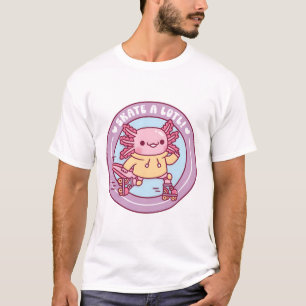 Schattige Axolotl Roller Skaten Skate Een Lotl Gra T-shirt