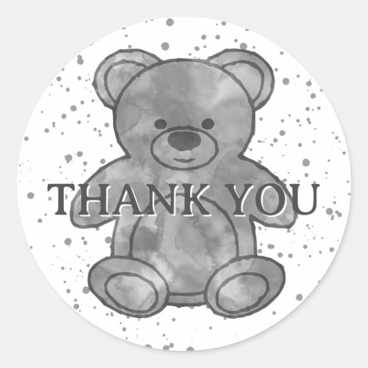 Schattige Baby Beer in zwart-wit Custom Bedankt Ronde Sticker (Voorkant)