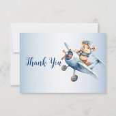 Schattige Baby Beer Pilot Blue Airplane Mooi Bedankkaart (Voorkant)