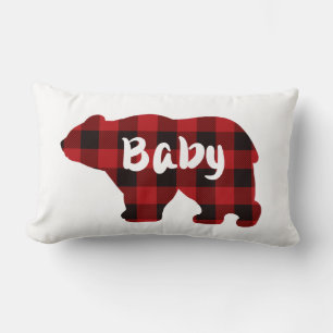 Schattige Baby beer rood zwart buffel geruite Kussen