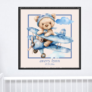 Schattige Baby Beer & Speelgoed Vliegtuigkwekerij Poster
