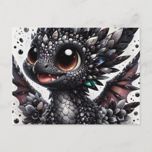 Schattige Baby Black Dragon Briefkaart (Voorkant)