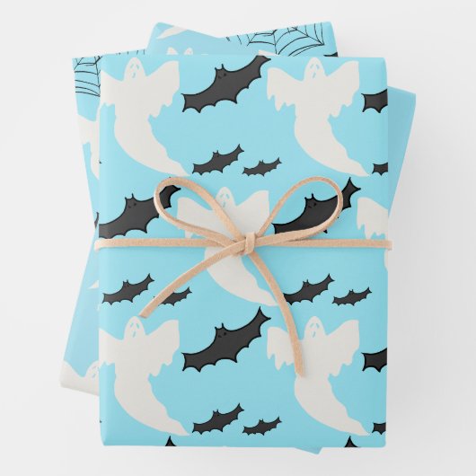 Schattige Baby Blauw Ghost Bat Wrapping Paper Set  (In situ)