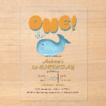 Schattige baby blauwe walvis 1e verjaardag