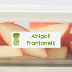 Schattige baby bok choy cartoon persoonlijke groen labels