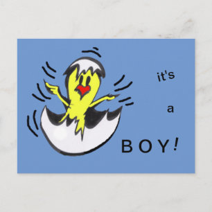 Schattige Baby Boy Chick Cartoon Briefkaart