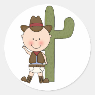 Schattige Baby Boy & Horse Pony Custom Western Ronde Sticker