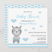 Schattige Baby Boy Zebra Blue Hearts Kaart (Voorkant / Achterkant)
