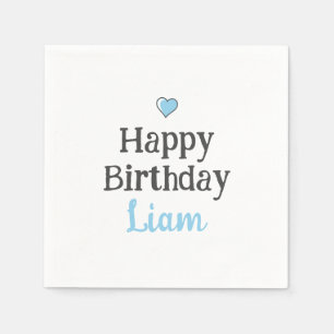 Schattige Baby Boy's Happy Birthday Blue Custom Servet