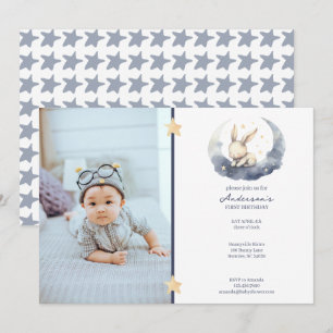 Schattige Baby Bunny op een Moon Kind Kaart