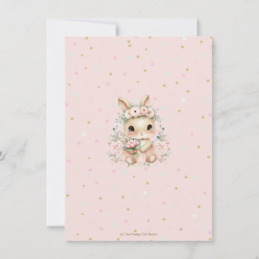 Schattige Baby Bunny Rabbit Blush 1e 2e verjaardag Bedankkaart (Achterkant)