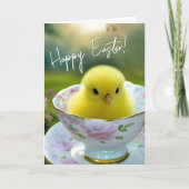 Schattige Baby Chick Paasland Tea Party Kaart (Voorkant)
