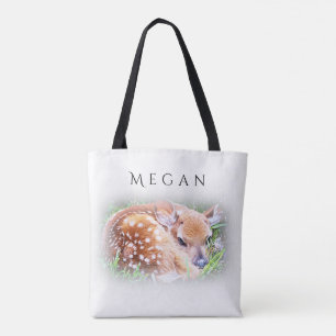 Schattige Baby Deer Gepersonaliseerde Aangepaste N Draagtas