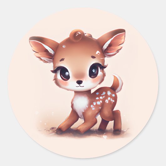 Schattige Baby Deer Ronde Sticker (Voorkant)