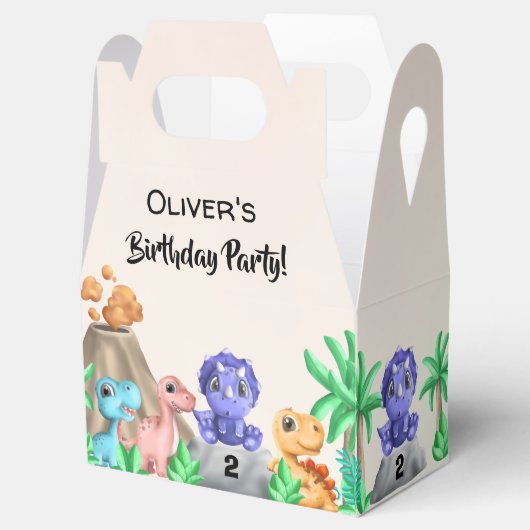 Schattige Baby Dinosaurs Birthday Party Favor Box Bedankdoosjes (Geopend)