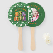 Schattige Baby Dinosaur's Party Handwaaier (Voorkant en achterkant)