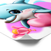 Schattige baby dolfijn met hartje voor Valentijnsd Poster (Hoek)