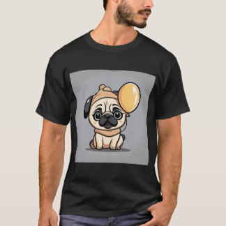 Schattige baby draagt pug honden kostuum met bot b t-shirt