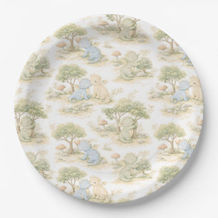 Schattige Baby Draak Pastel Bos Patroon (2) Papieren Bordje