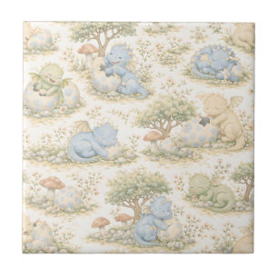 Schattige Baby Draak Pastel Bos Patroon (3) Tegeltje