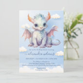 Schattige Baby Dragon Baby shower Kaart (Staand voorkant)