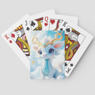 Schattige Baby Dragon in de wolken Pokerkaarten