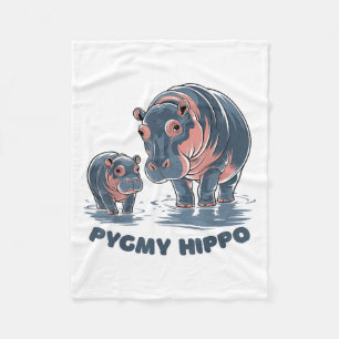 Schattige baby dwergnijlpaard Moo Deng Funny Zoo v Fleece Deken