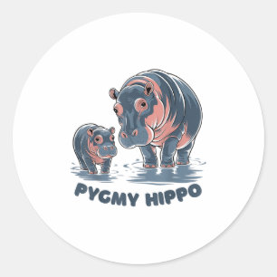 Schattige baby dwergnijlpaard Moo Deng Funny Zoo v Ronde Sticker