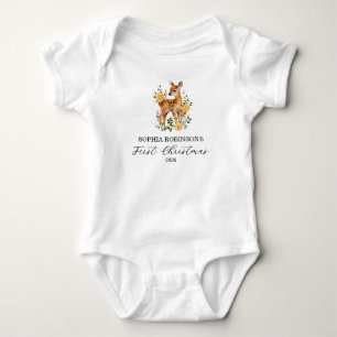 Schattige Baby Eerste Kerstmis Bloemendesign Herte Romper
