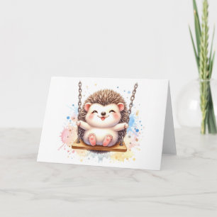 Schattige Baby Egel Fantasievolle Waterverfkaart Kaart