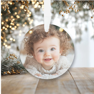 Schattige Baby-foto   Baby's eerste kerst Ornament