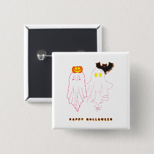 Schattige Baby Geesten Halloween Knop Vierkante Button 5,1 Cm