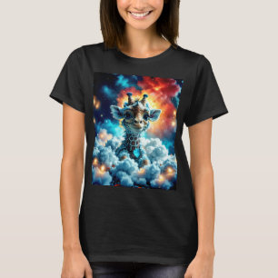 Schattige Baby Giraffe Head in Clouds T-shirt