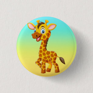 Schattige baby-giraffe lachende cartoon-35280 ronde button 3,2 cm