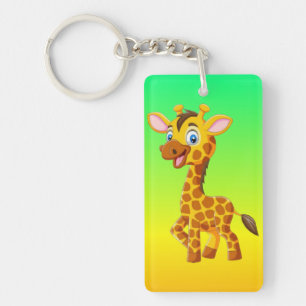 Schattige baby-giraffe lachende cartoon-35280 sleutelhanger