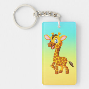 Schattige baby-giraffe lachende cartoon-35280 sleutelhanger