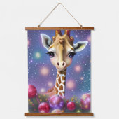 Schattige Baby Giraffe met Holly en Glitter Hangend Wandkleed (Voorkant)
