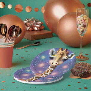 Schattige Baby Giraffe met Holly en Glitter Papieren Bordje