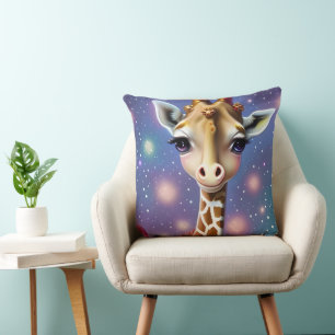 Schattige baby-giraffe met hulst en glitters kussen