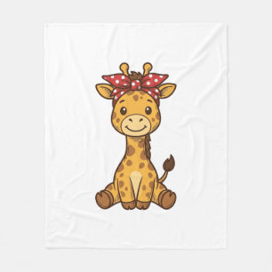 Schattige baby-giraffe met strik vintage vector on fleece deken