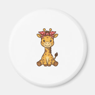 Schattige baby-giraffe met strik vintage vector on magneet