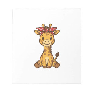 Schattige baby-giraffe met strik vintage vector on notitieblok